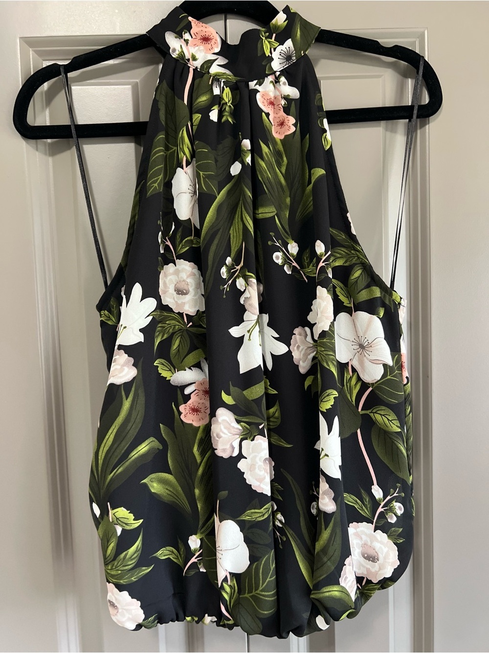 Rachel Zoe Black Floral Halter Neck Blouse Size Small